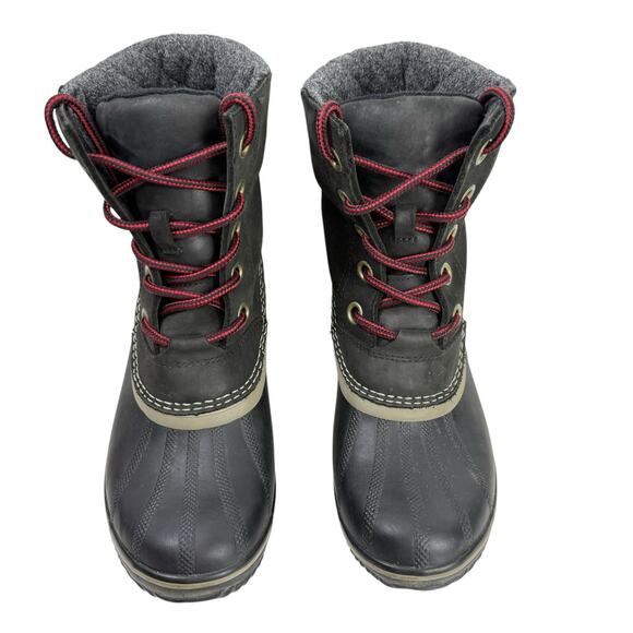 Sorel Slimpack II Lace Winter Duck Boots Black Leather Rubber Womens Size 7.5 - Picture 2 of 11